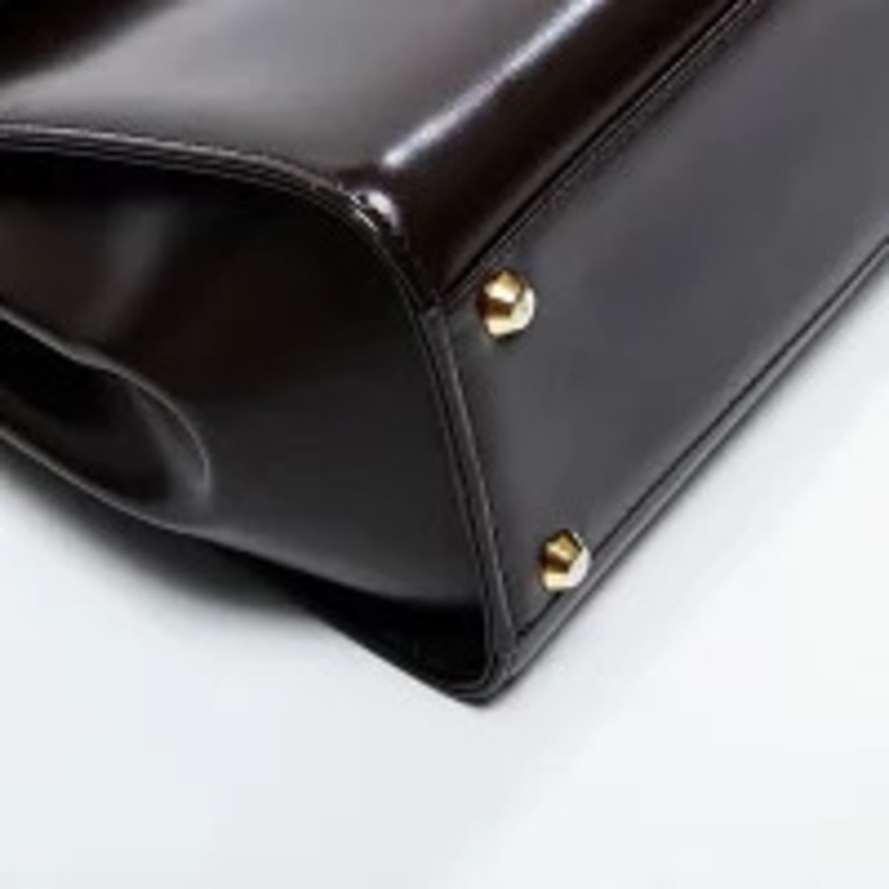 Yves Saint Laurent Logo Leather Handbag Brown - Picture 6 of 13